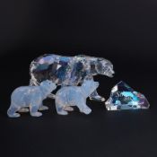 Swarovski Crystal Glass, annual edition 'Siku Polar Bear and Polar Bear Cubs White Opal' 2011, all