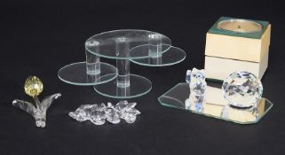 Swarovski Crystal Glass, a small mixed lot collection including stands, Yellow Tulip etc.