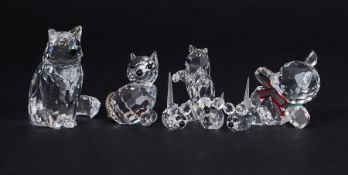 Swarovski Crystal Glass, a small collection including 'Cat', 'Mouse' etc, all boxed.