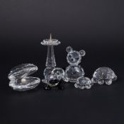 Swarovski Crystal Glass, a collection of six crystals including 'Panda', 'Oyster with Pearl' etc,