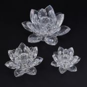 Swarovski Crystal Glass, 'Large Waterlily' and two others, all boxed.