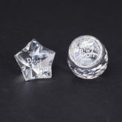 Swarovski Crystal Glass, Winnie The Pooh title plaque and Disney Peter Pan title plaque, all boxed.