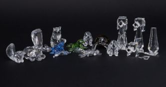 Swarovski Crystal Glass, a collection of thirteen crystals including 'Dart Frog', 'Cobra Snake' etc,