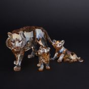 Swarovski Crystal Glass, annual edition Endangered Wildlife 'Tiger and Two Cubs' 2010, boxed (one