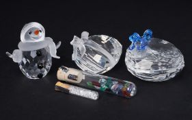 Swarovski Crystal Glass, a small collection of three pieces including 'Snowman', 'Sweetheart' etc,