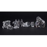 Swarovski Crystal Glass, a small collection of seven pieces including 'Rhino', 'Train', '