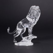 Swarovski Crystal Glass, 'Lion Standing On A Rock', boxed (box damaged).