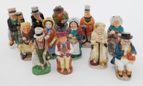 Charles Dickens toby jug collection twelve figures, average height 14cm.