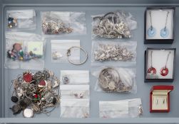 A large mixed lot of silver jewellery & costume jewellery to include Swarovski, bangles,
