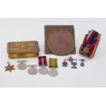 Medals comprising a great war death plaque to David White with envelope, group of six WWII medals