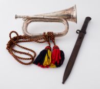 A 19th century bayonet marked 'cszm' together with a bugle 'Premiere' (2).