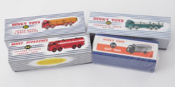 Dinky Toys, four replica models including Foden 905 flat truck, 901, 943 and 514, boxed.