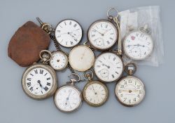 A mixed lot to include nine pocket watches, some silver, including Collyer, A.W.W, Co, Waterbury,