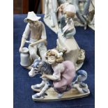 Two Lladro figurines including Girl on Rocking Horse and another but not marked (damaged) (3).