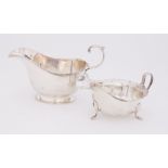 Two silver sauce boats one hallmarked Sheffield 1935-36, 3.30oz and the other hallmarked for