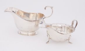 Two silver sauce boats one hallmarked Sheffield 1935-36, 3.30oz and the other hallmarked for