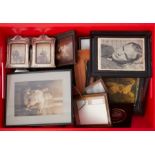 Folding silver portrait frame, Birmingham, H.W Ltd, height 14cm with wood backing together with a