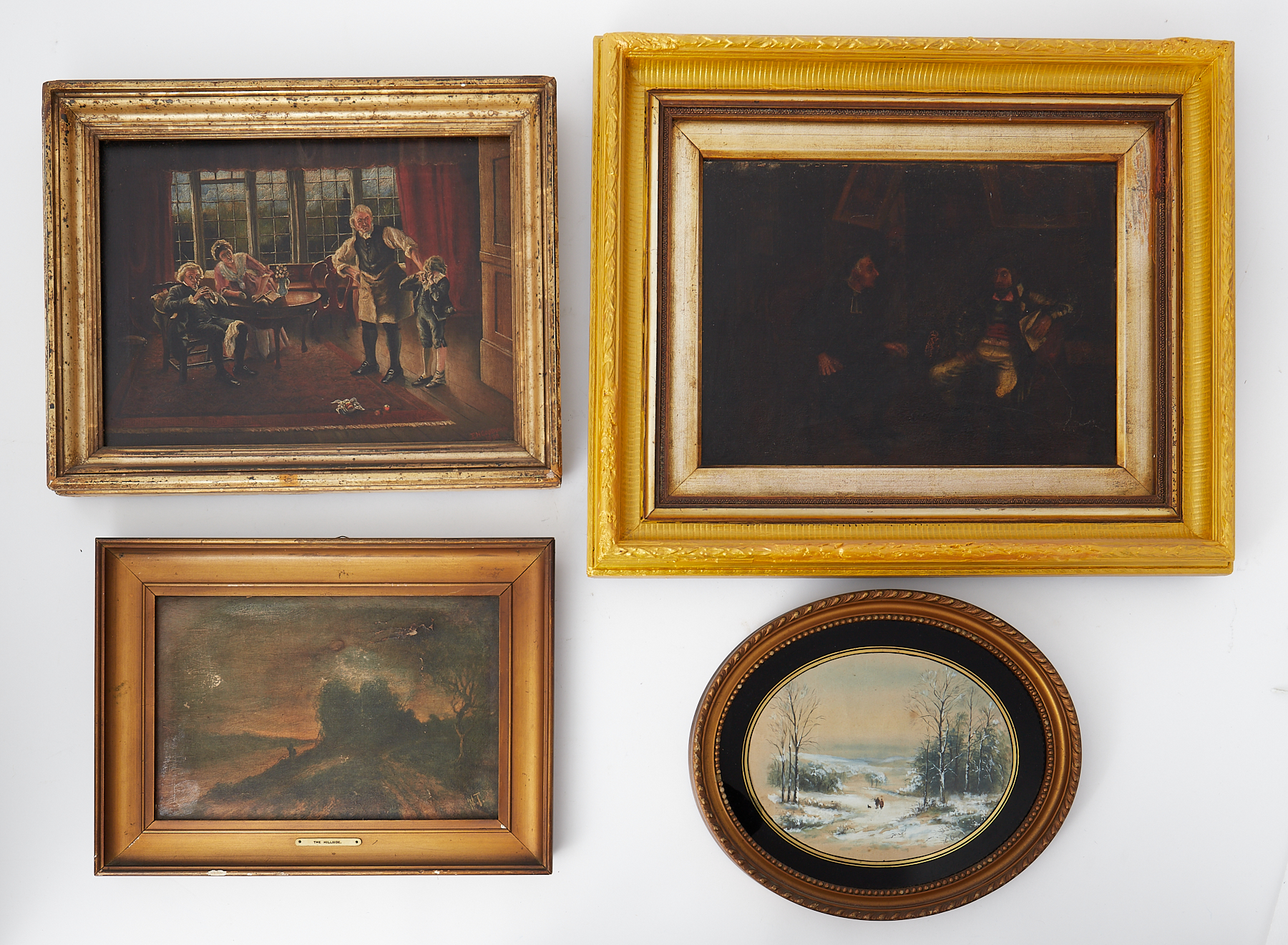 A collection of various paintings and prints including maple frames, gilt frames etc (10).