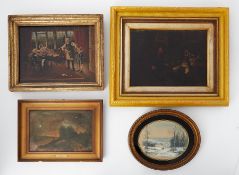 A collection of various paintings and prints including maple frames, gilt frames etc (10).