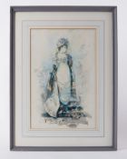 A.DE Lisio, Paris watercolour of a lady, 46cm x 30cm, framed and glazed.