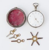 Georgian silver pair cased pocket watch, signed J.Farring, London marked '1808' with fusee verge