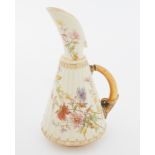 Royal Worcester porcelain wild flower decorated ewer model number 1361, height 28cm.