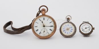 A vintage pocket watches, an ornate silver pocket watch with enamelled dial and a silver vintage