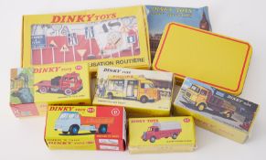 Dinky Toys, seven various replica models, including Bedford TK lorry and French road signals,