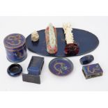 Various Chinese and oriental objects including 20th century jade style carving, figurative