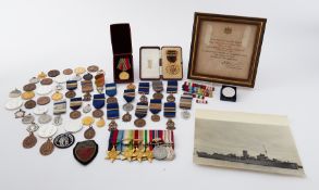 Collection of medals awarded to Petty Officer Ronald Parker Birch JX142 986 mentioned in dispatch