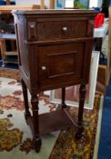 French marble top and walnut bedside cupboard.