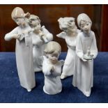 Five Lladro figurines including two angels (5).