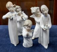 Five Lladro figurines including two angels (5).