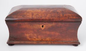 Victorian walnut and inlaid tea caddy width 30cm.