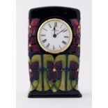 Moorcroft, a modern Moorcroft table clock, height 16cm.