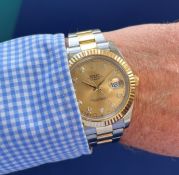 Rolex, a gents Rolex Oyster Perpetual Datejust 2, 41mm, bi-metal with gold champagne face &
