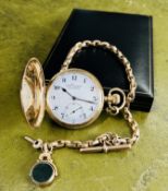 An early 20th century 9ct gold full hunter pocket watch with keyless movement, Everite,