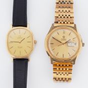 Omega, two Omega wristwatches to include a stainless steel gold plated Omega Quartz wristwatch,
