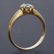 An 18ct yellow gold ring set with an old round cut diamond, approx. 1.10 carats, approx. colour H to