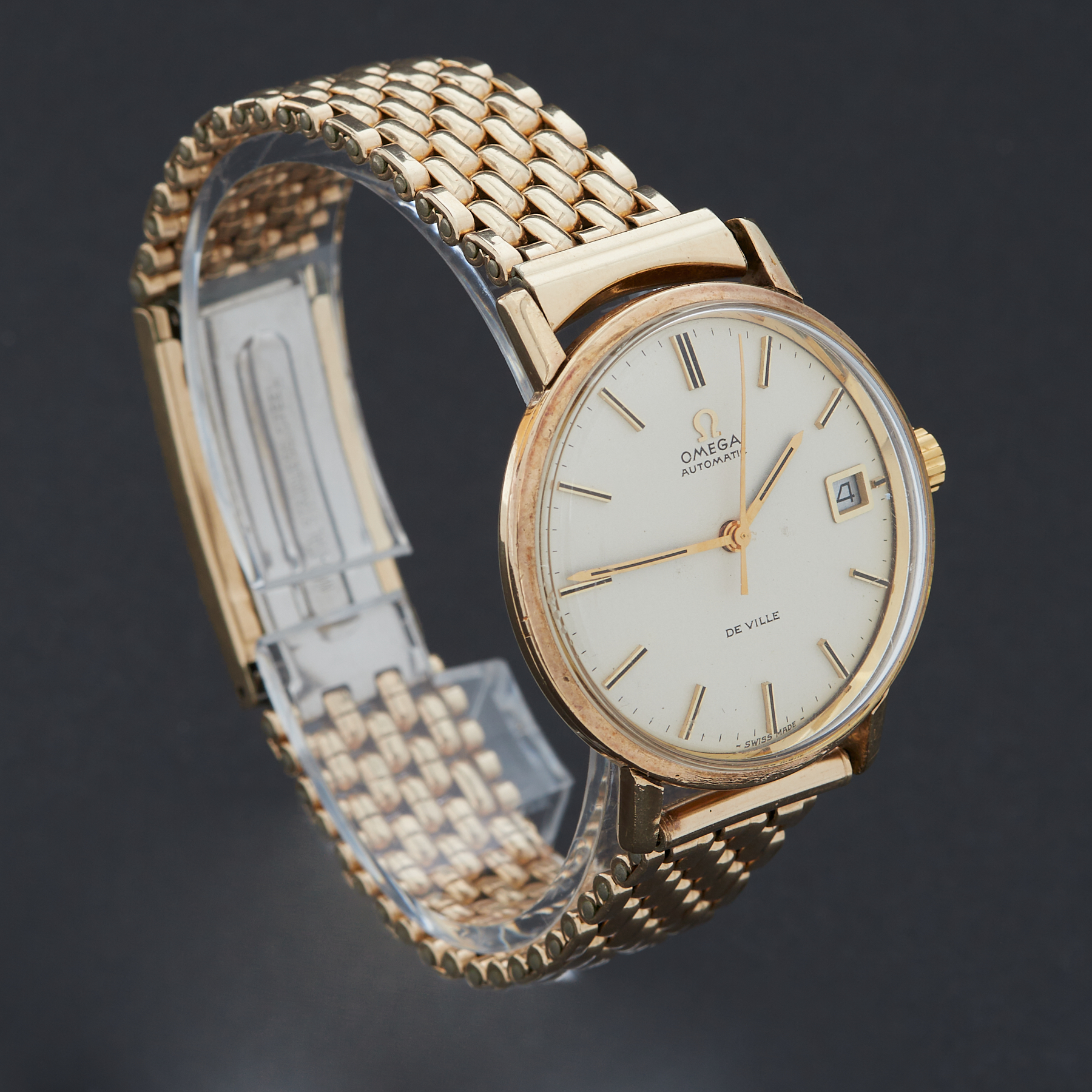 Omega, a late 1960's gents 9ct gold automatic Omega De Ville on a rolled gold Montal bracelet, - Image 4 of 4