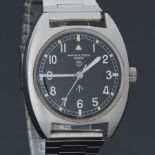 Hamilton, a stainless steel Hamilton British Military issue wristwatch, broad arrow symbol 17J,