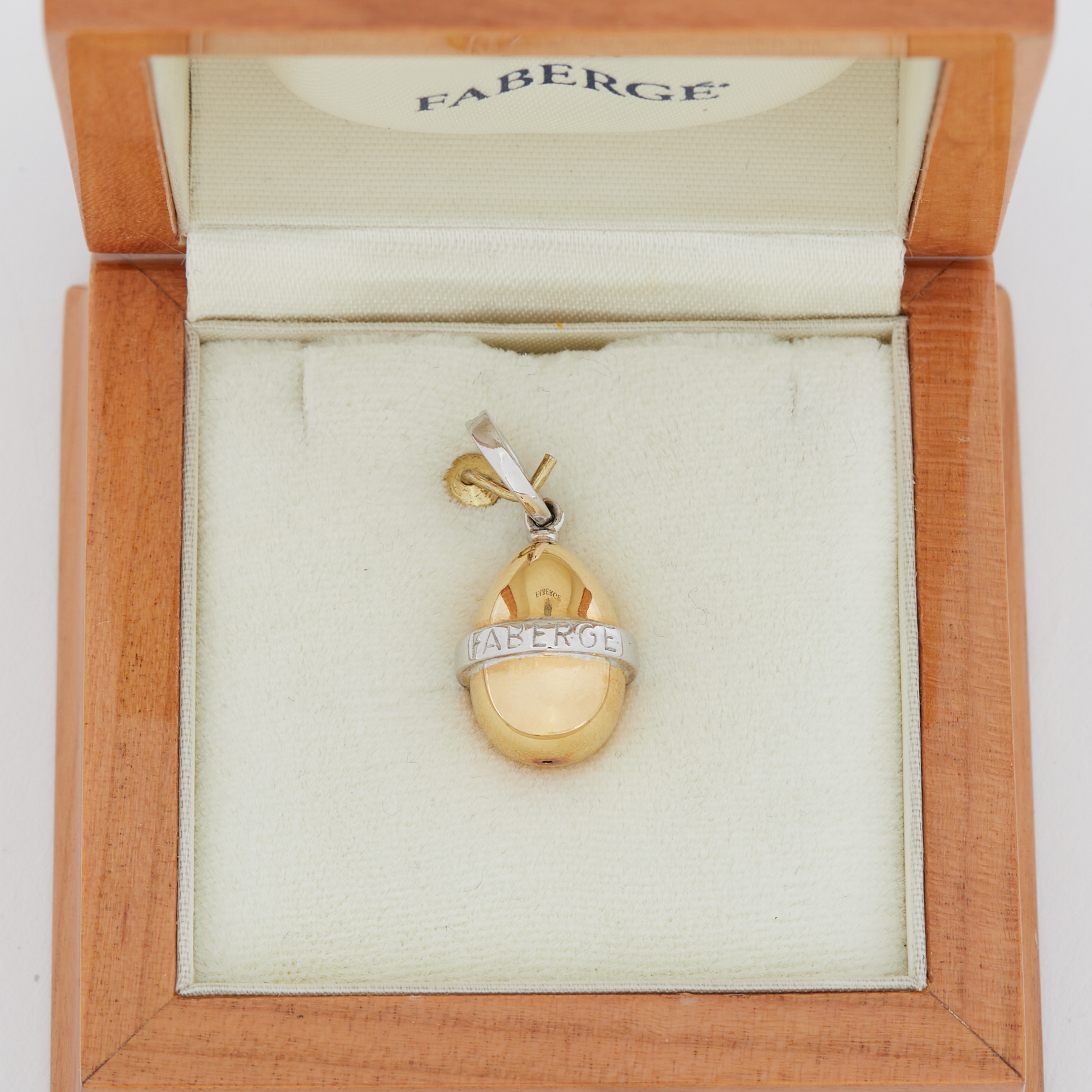 An 18ct yellow & white gold Faberge egg pendant, stamped Faberge, 6.89gm, length including bale - Image 2 of 2