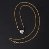 A heart shaped platinum pendant set with approx. 1.60 carats of heart shaped diamond, (measuring