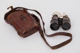 A pair of Great War field glasses, cased.