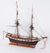 A scale model of a boat 'Irene' Brig of War built in 1806 at Hythe England named 'Grasshopper'