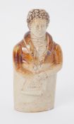 DANIEL O'CONNELL a two-tone Derbyshire brown stoneware flask, c.1829, modelled as the reformer