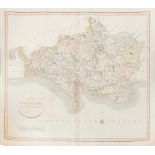 An unframed map of Dorsetshire, dated 1811 by John Cary, overall size 64cm x 55cm.