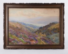 P.Stevens, early 20th century watercolour possibly 'Exmoor', signed, 53cm x 74cm, framed and glazed.