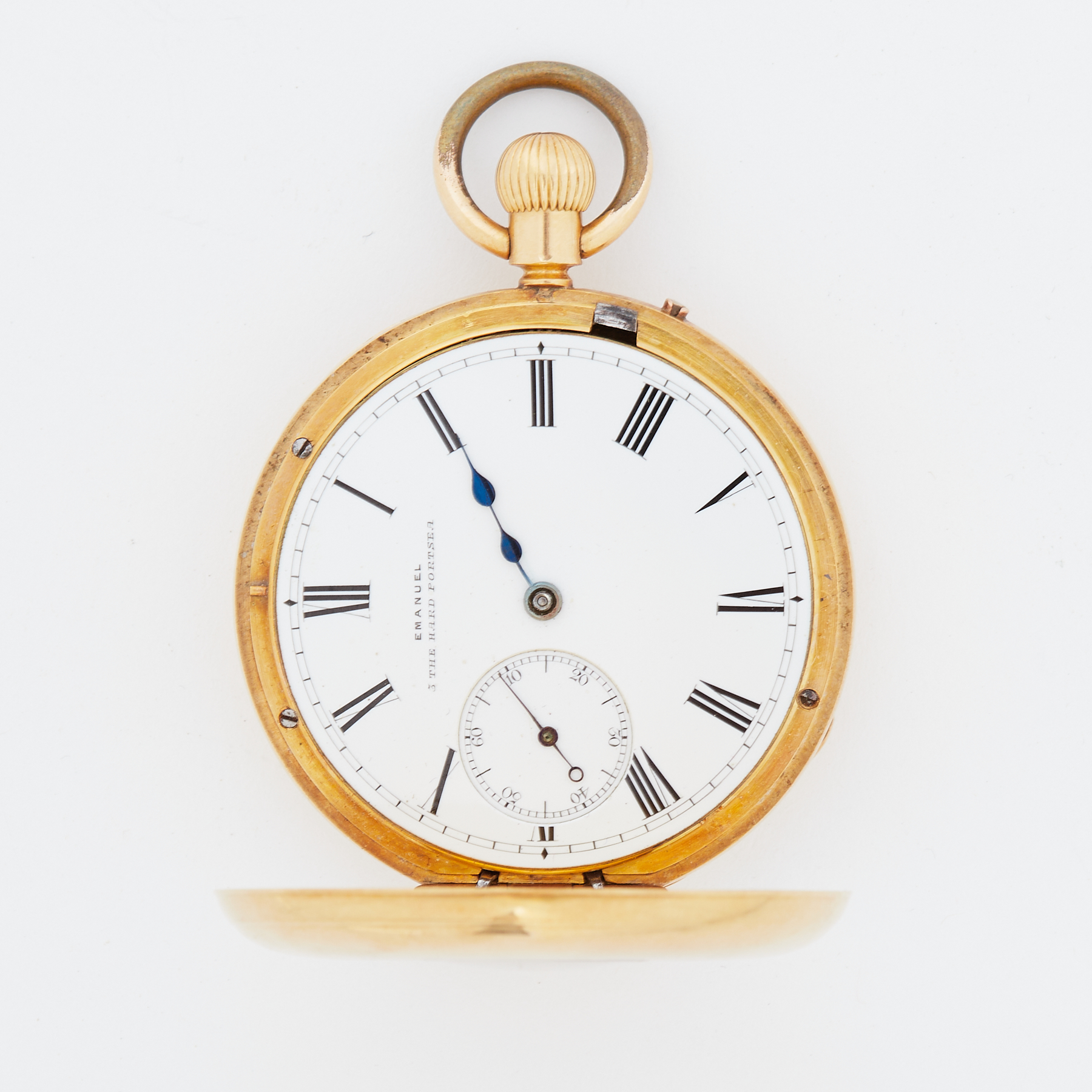 An 18ct. gold cased half hunter pocket watch by E. & E. Emanual of 3. The Hard, Portsea ( - Image 2 of 4