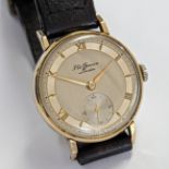 J.W. Benson, a 9ct yellow gold cased vintage J.W. Benson manual wind wristwatch with